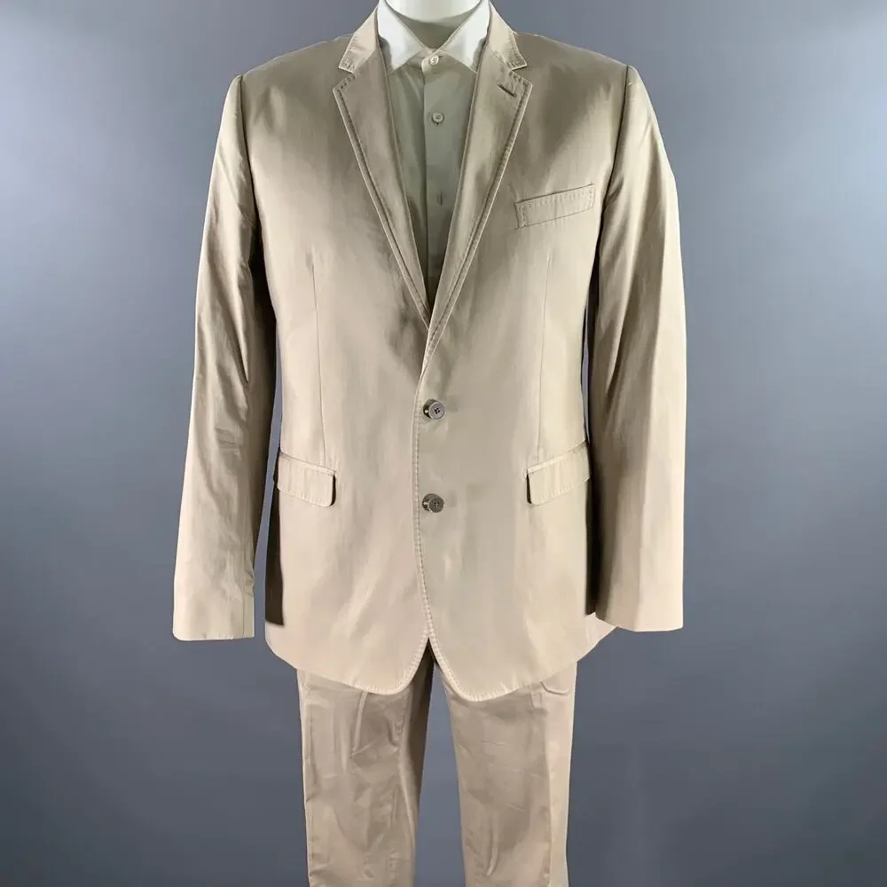 DOLCE & GABBANA Size 46 Khaki Notch Lapel Suit